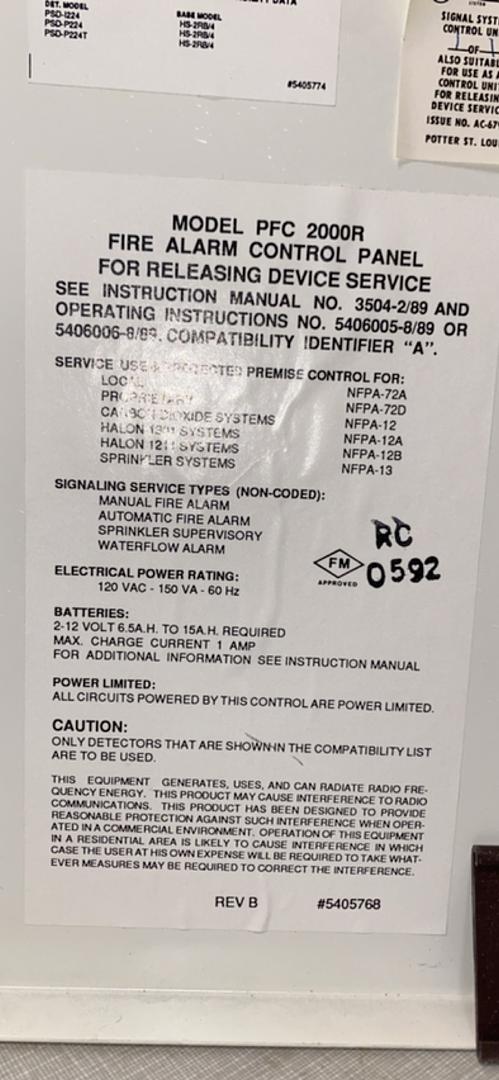 SSI PFC Series Fire Alarm Control Panel PFC 2000R(S6LLST6737)