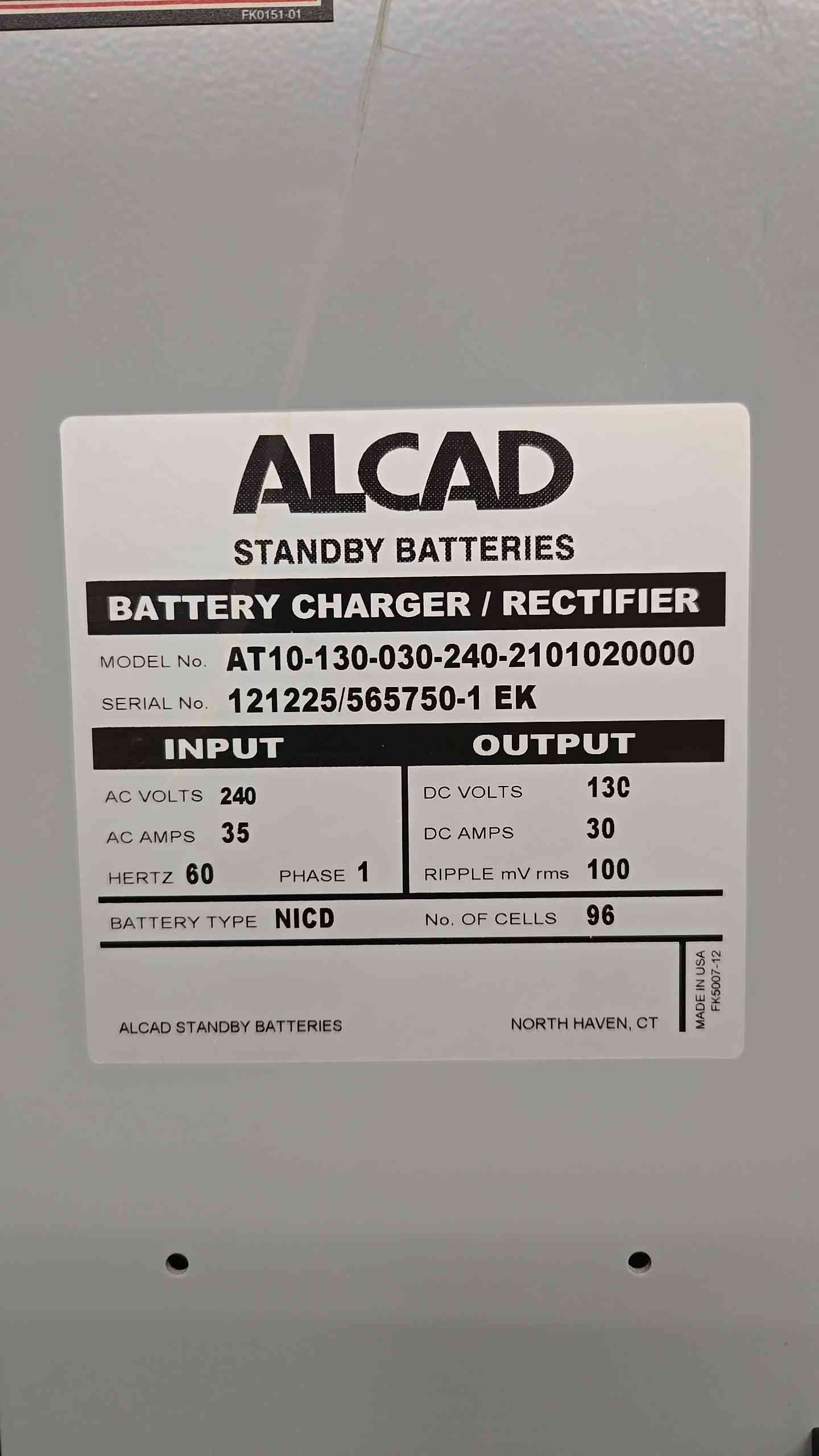 Alcad Battery Charger/ Rectifier