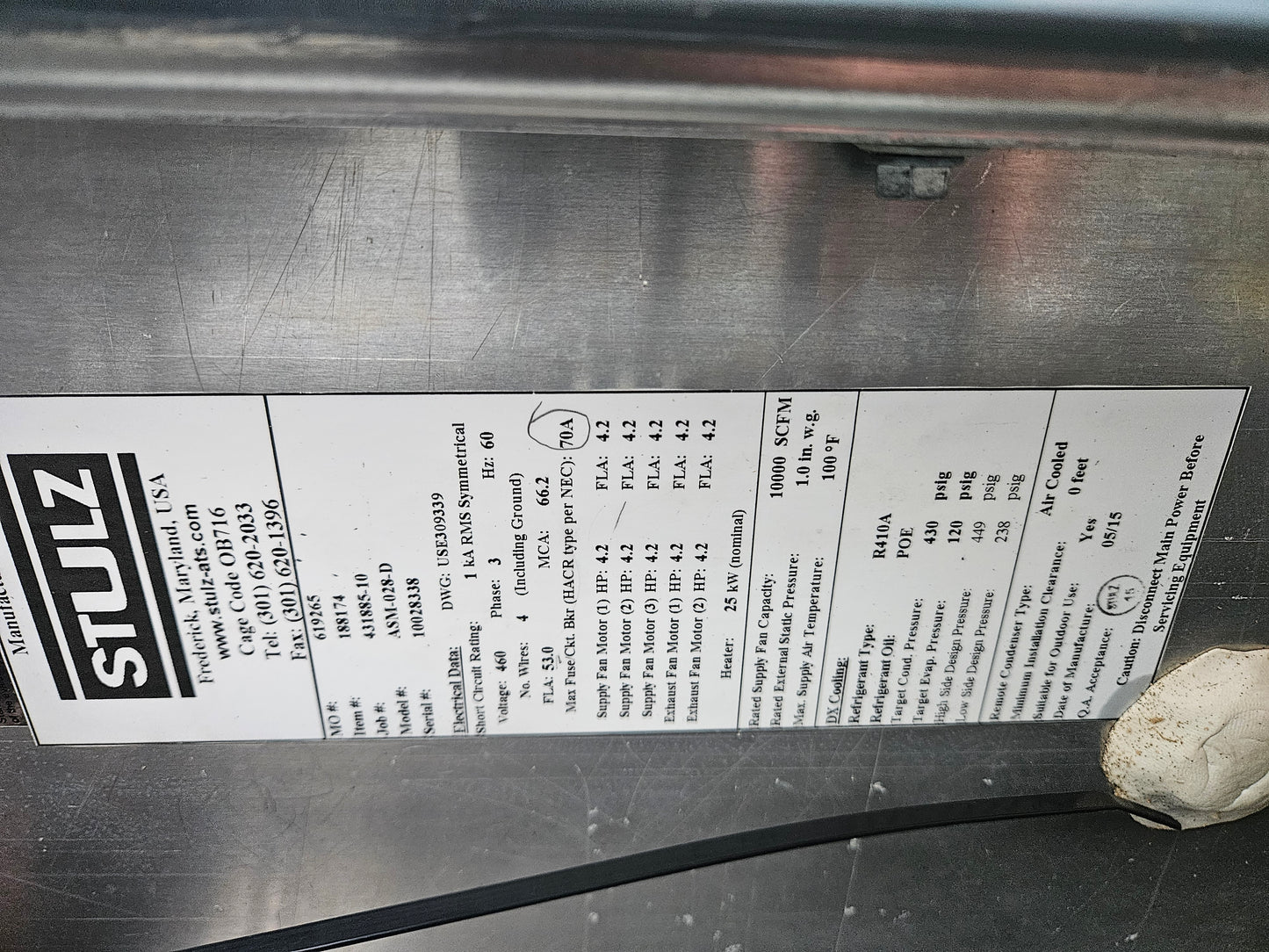 Stulz ASM-028-D Dx CyberHandler Cooling System