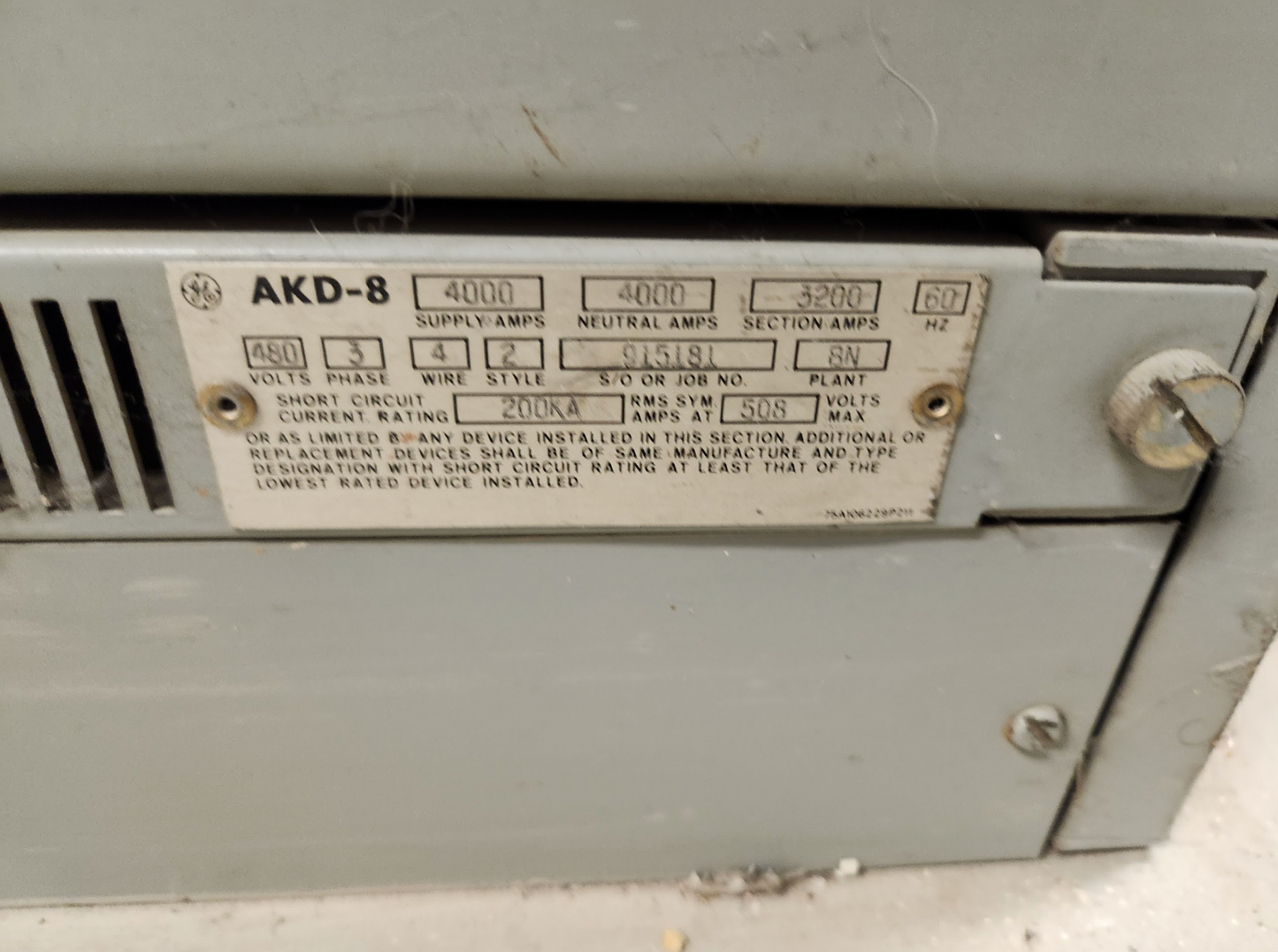 4000A 8 Breaker Section Switchgear Lineup AKD8 480V-CT 06450