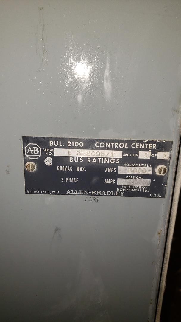 ALLEN-BRADLEY BUL. 2100 2000A Metered CONTROL CENTER(S6LLST10591)