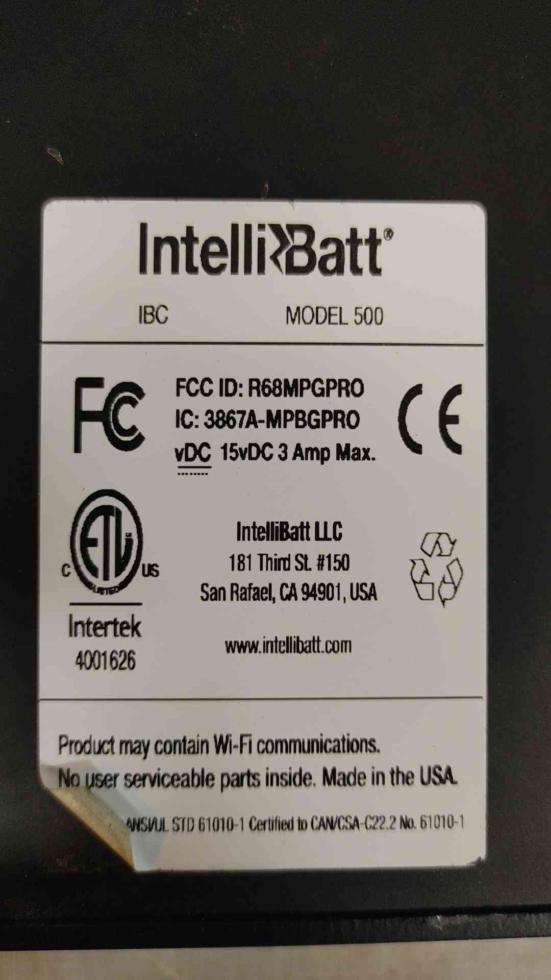 IntelliBatt Controller Model 500 15VDC 3A R68MPGPRO(106373)