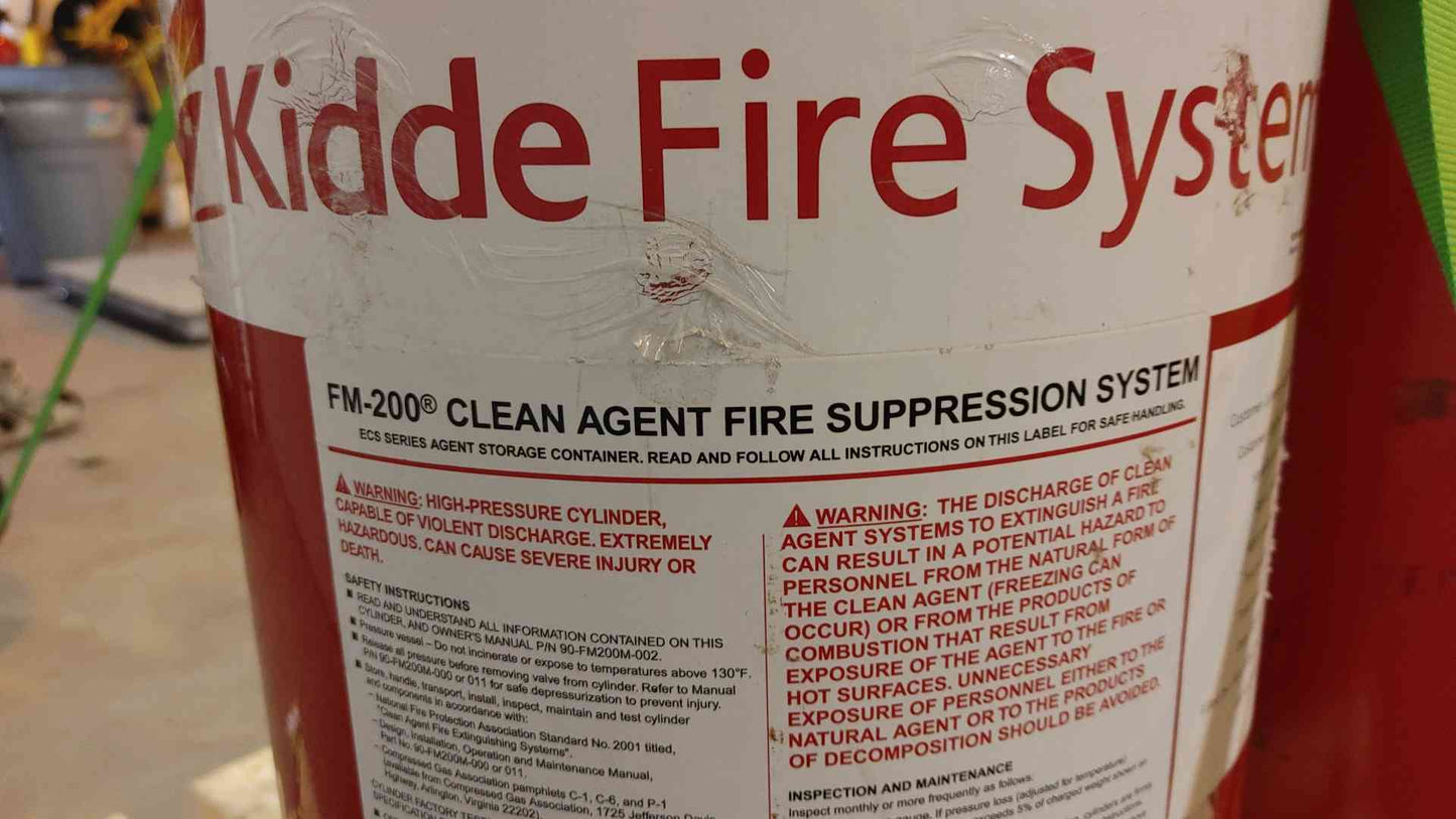 78Lbs Kidde Clean Agent Fire Suppression Cylinder FM-200 ECS Series