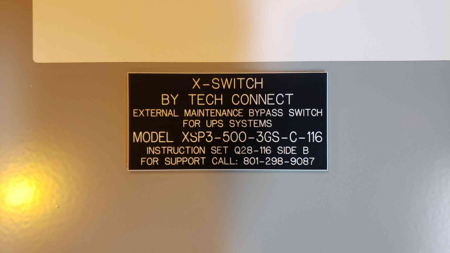 Tech Connect X-Switch UPS Bypass Switch 480/277V XSP3-500-3GS-C-116