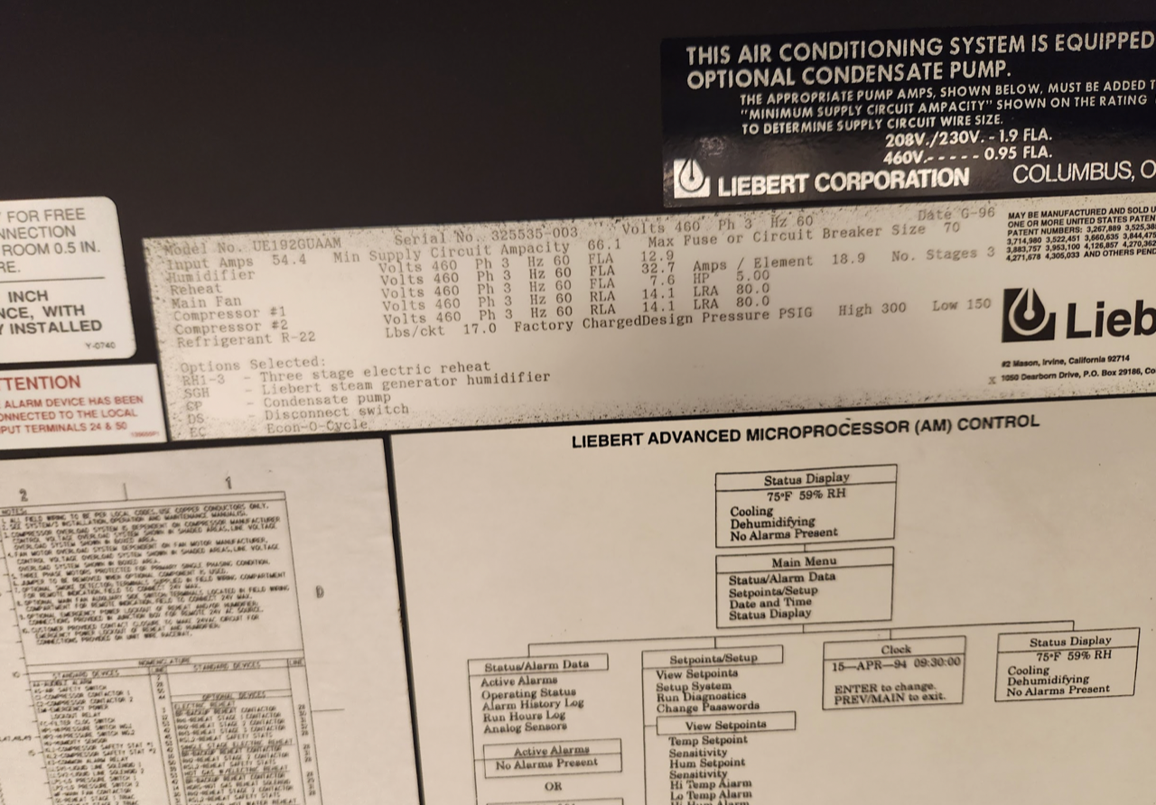 Liebert CRAC UE192G Upflow Glycol 15 Ton 460V Computer Room AC (101363)(101363)