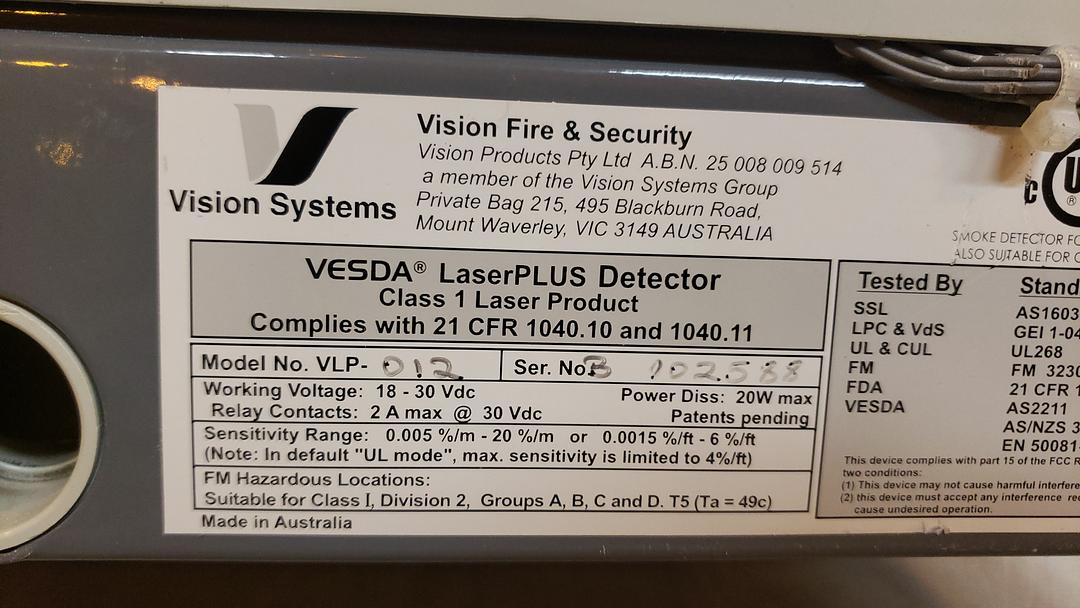 Vesda LaserPLUS Detector VLP-012 Smoke Detector(S6LLST8974)