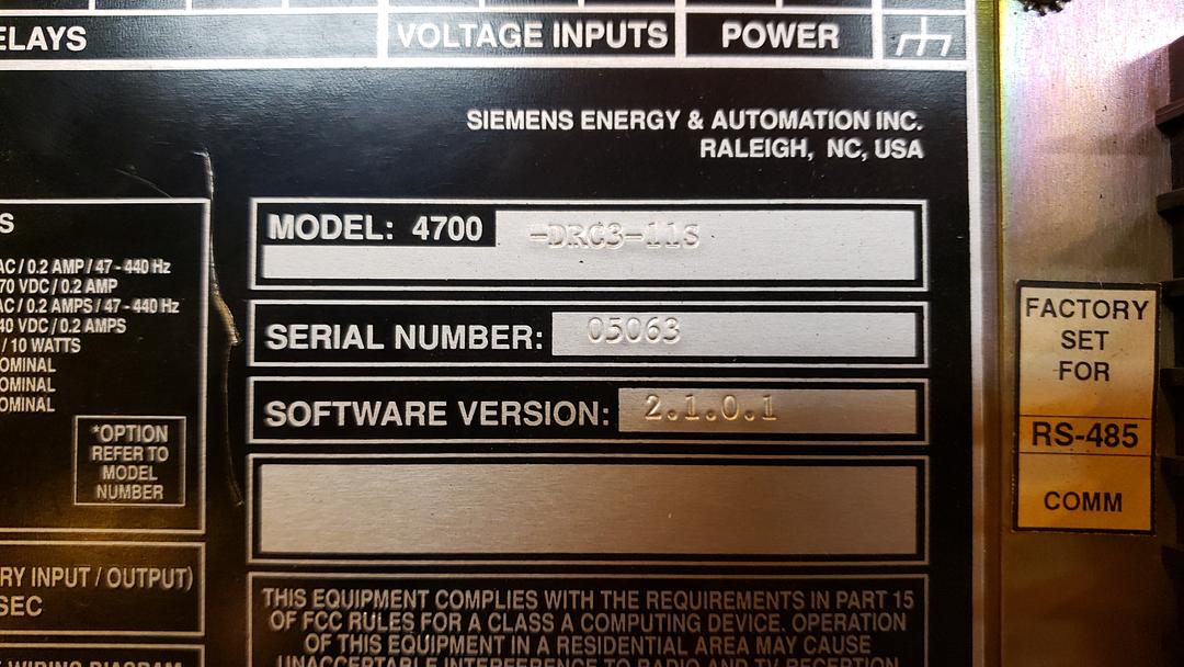 Siemens Power Meter Display 4700-DRC3-11S(S6LLST8955)