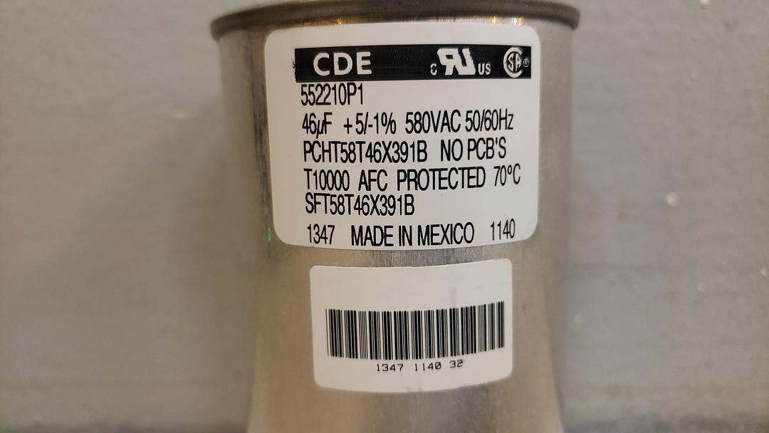 Lot of 11 CDE 552210P1 Capacitor PCHT58T46X391B 46 MF 580 VAC AFC 50/60 Hz(S6LLST11221)