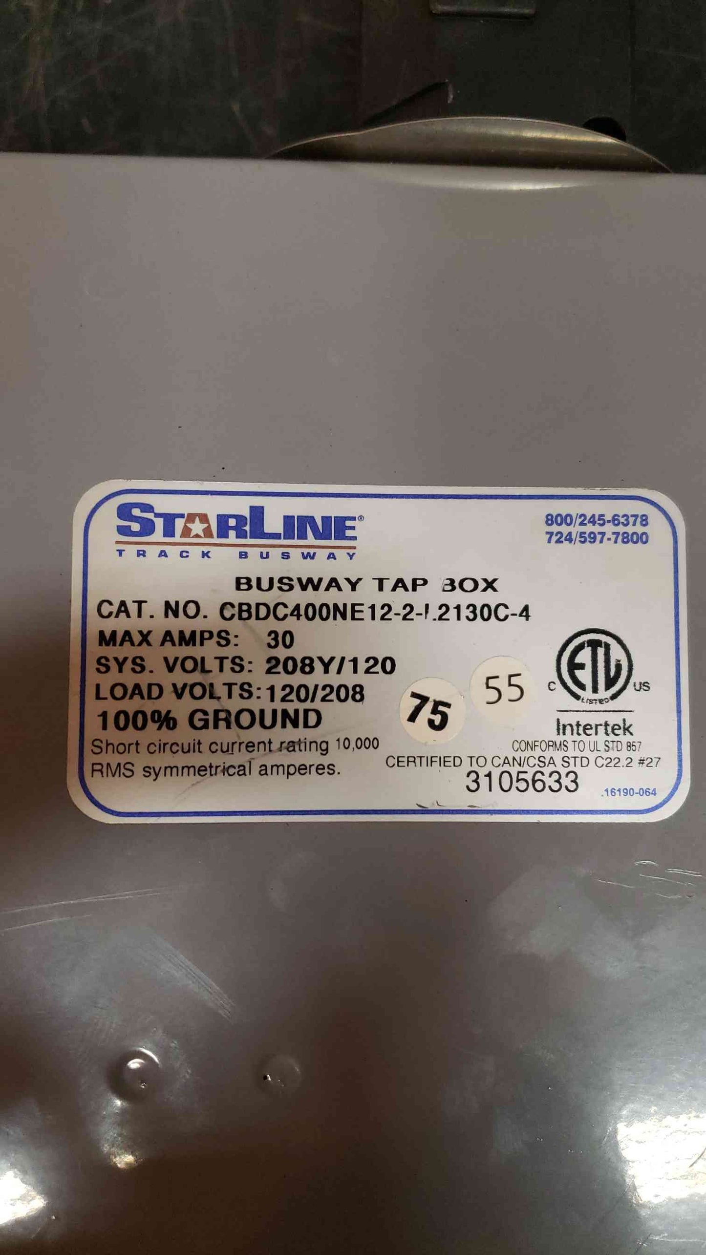 Starline Busway Tap Box 30a 208Y/120 CBDC400NE122L2130C4 (SKU:14964AA)(14964AA)