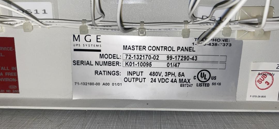 MGE CRITICAL BUS SYNCHRONIZATION 71-132170-02 Master Control Panel(S6LLST6804)