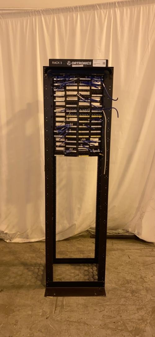 ORTRONICS 2 post telecom rack with Patch panels(S6LLST3471)