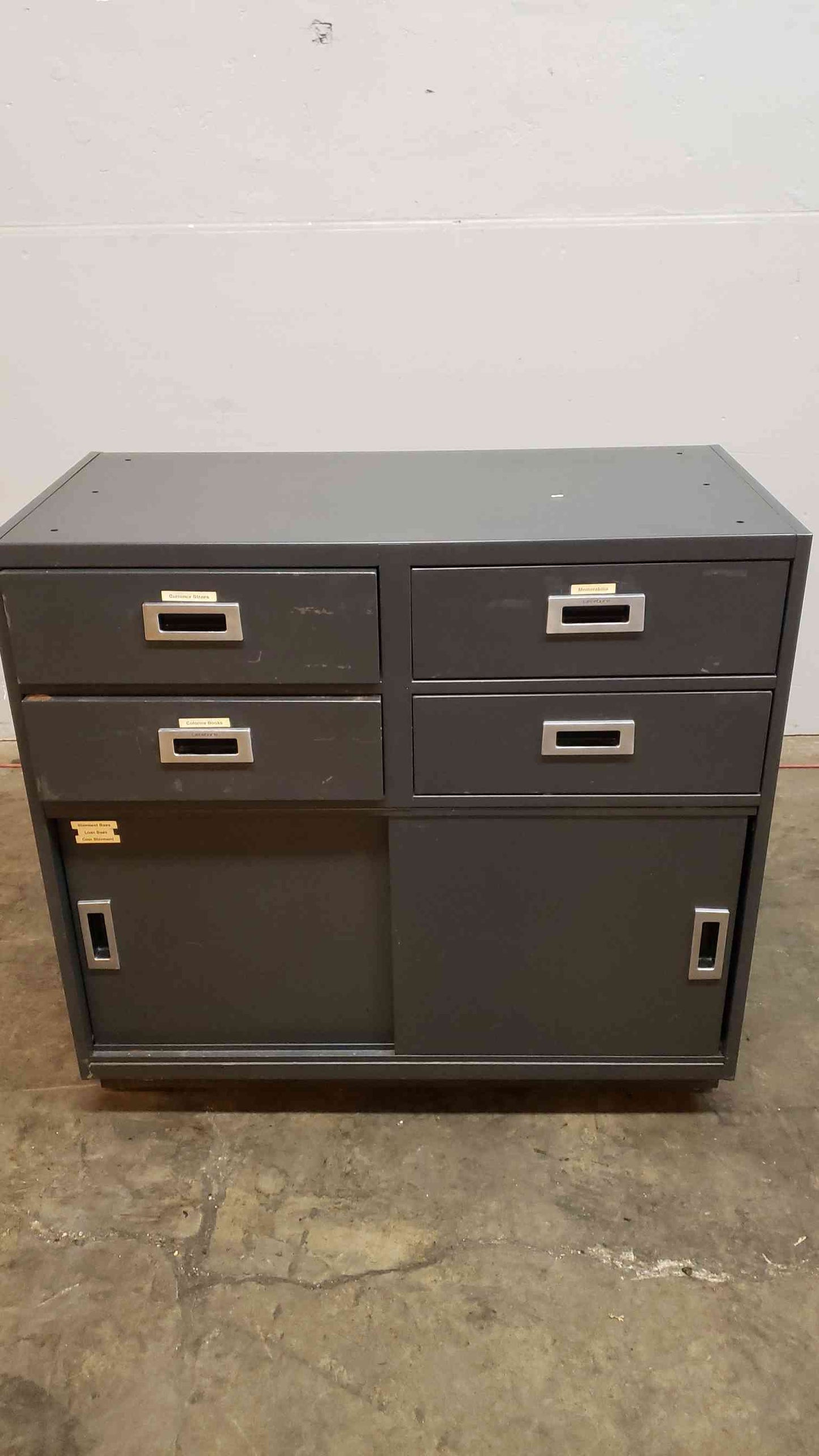 Black Recessed 40" Casework W/ 4 Drawers 2 Sliding Doors(100794)