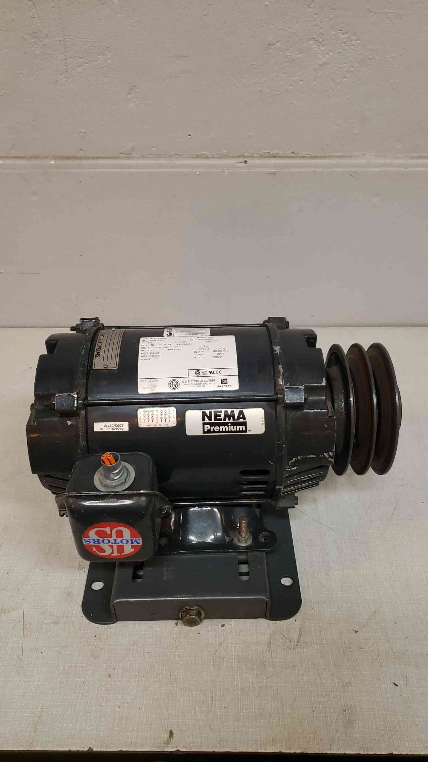 US Motors 3 Phase 3 HP R333 Motor (SKU: 1889AA)(1889AA)