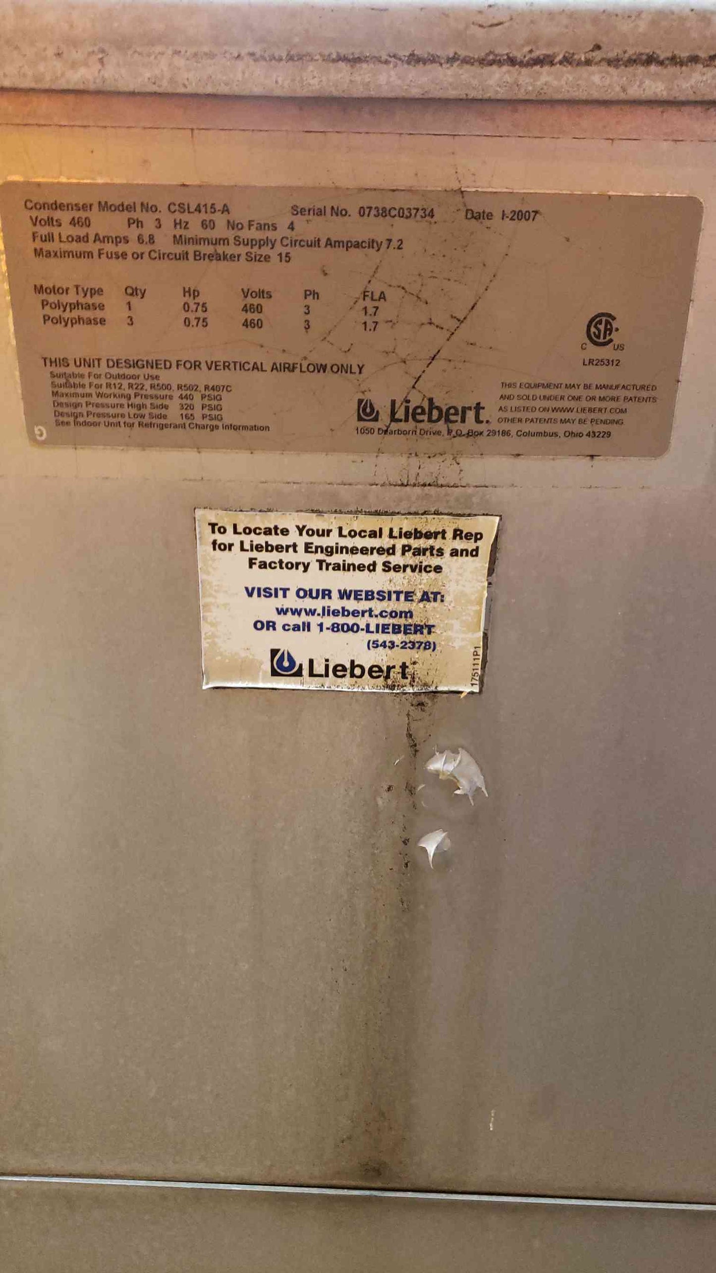 Liebert 4 Fan Condenser CSL415(4932AA)