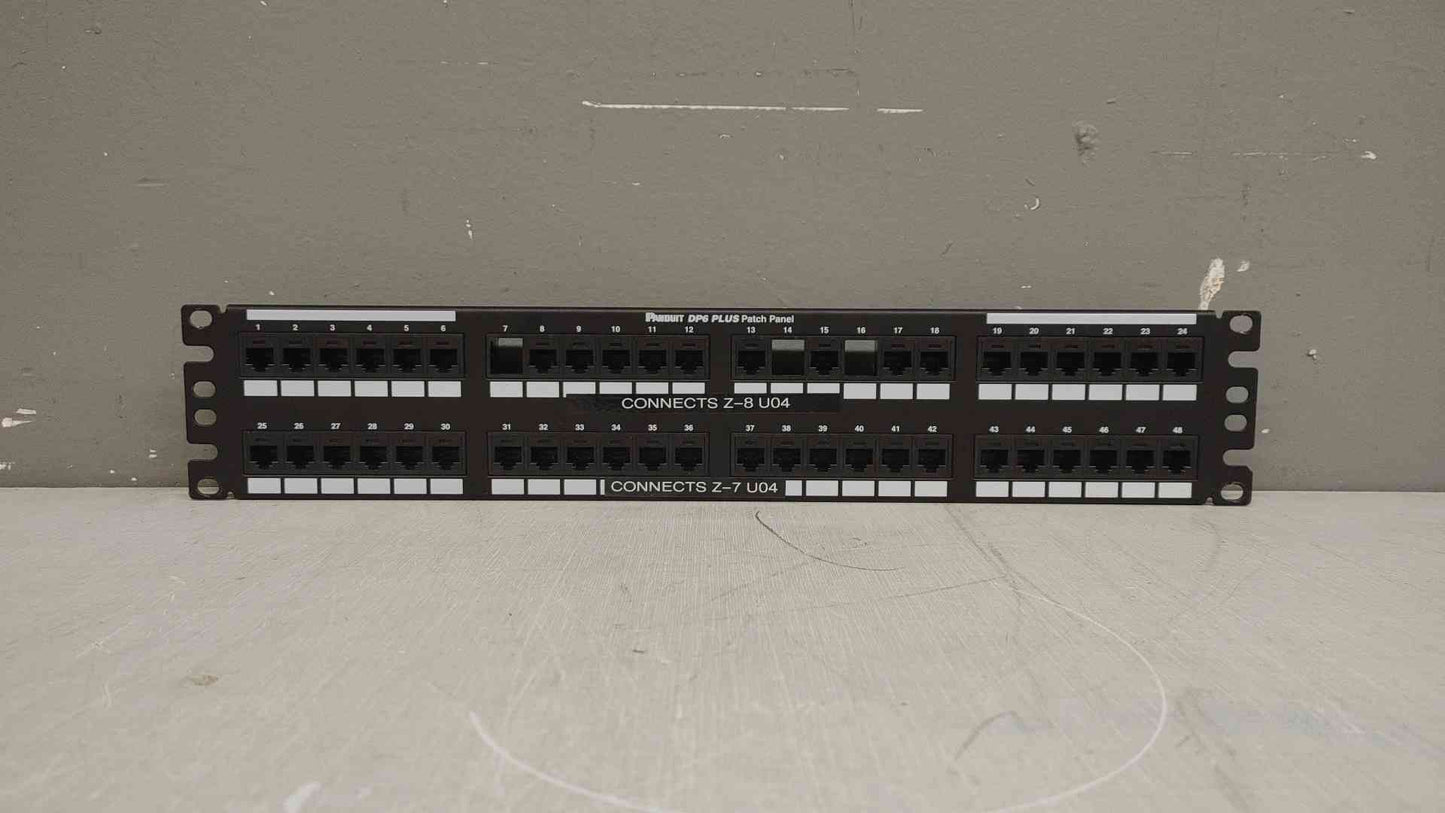 Panduit 48 Port Patch Panel DP48688TGY Cat 6,Rack Mt,48 Port(103639)