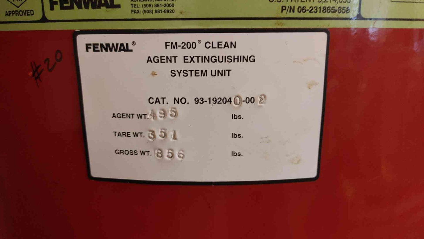 Fenwal Fire Suppression System 495 Lbs FM-200 Agent(103952)