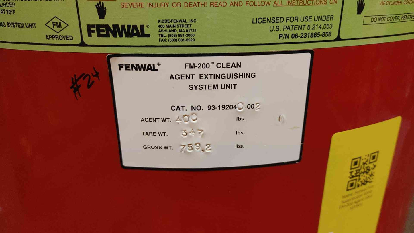 Fenwal Fire Suppression 400 Lbs FM-200 Agent(103946)