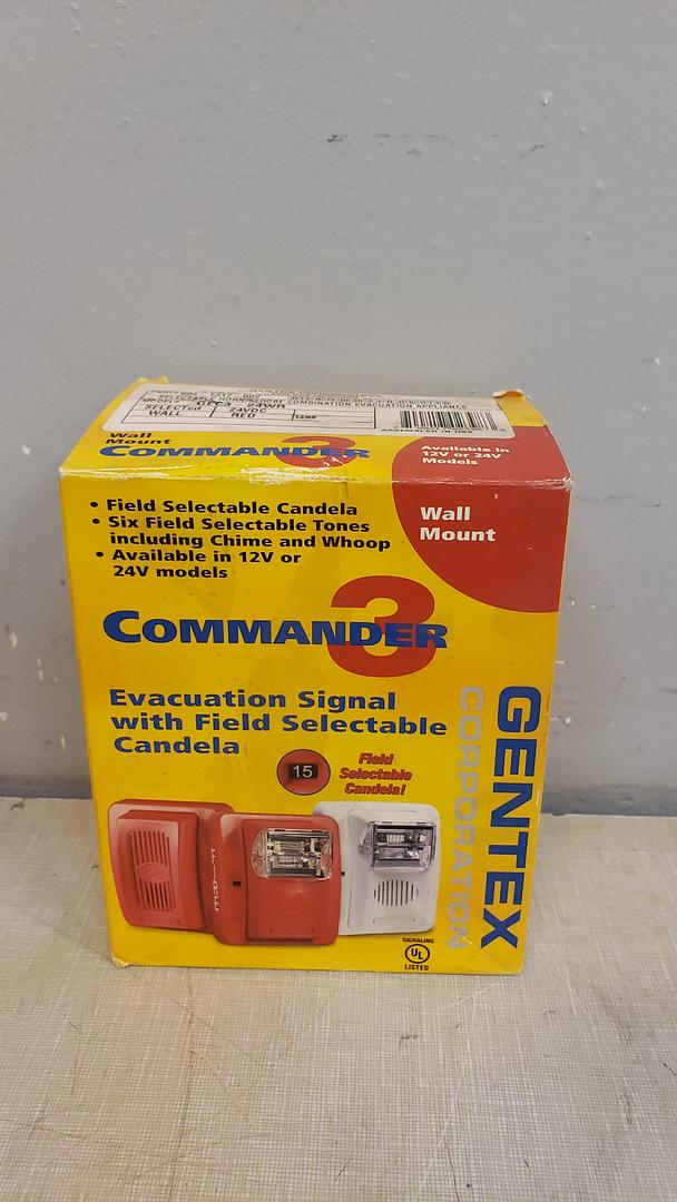 Lot of 2 Gentex GEC3-24WR Commander 3 Wall-Mount 24V Fire Alarm Horn/Strobe, Red(S6LLST9246)