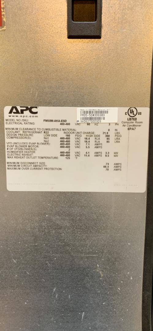 APC NetworkAIR 15 Ton FM50MAKAESD 460V '06(S6LLST8016)