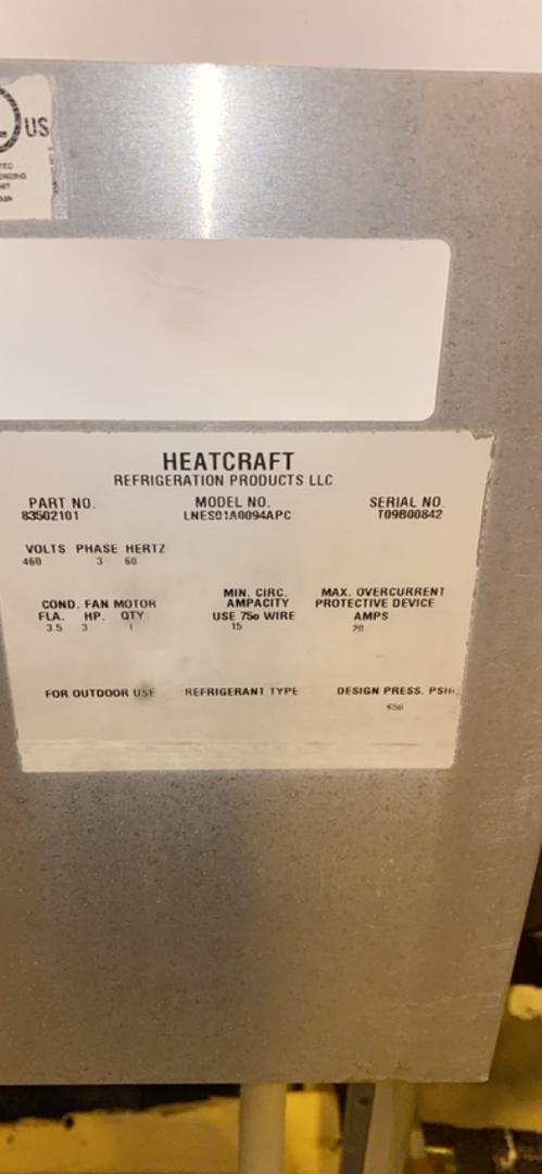 HEATCRAFT Single Fan 460v Condenser(S6LLST3773)