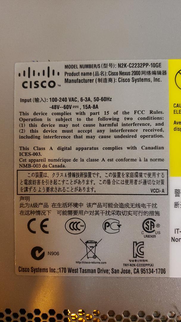 Lot of 3 Cisco Nexus N2K-C2232PP-10GE V03(S6LLST9139)