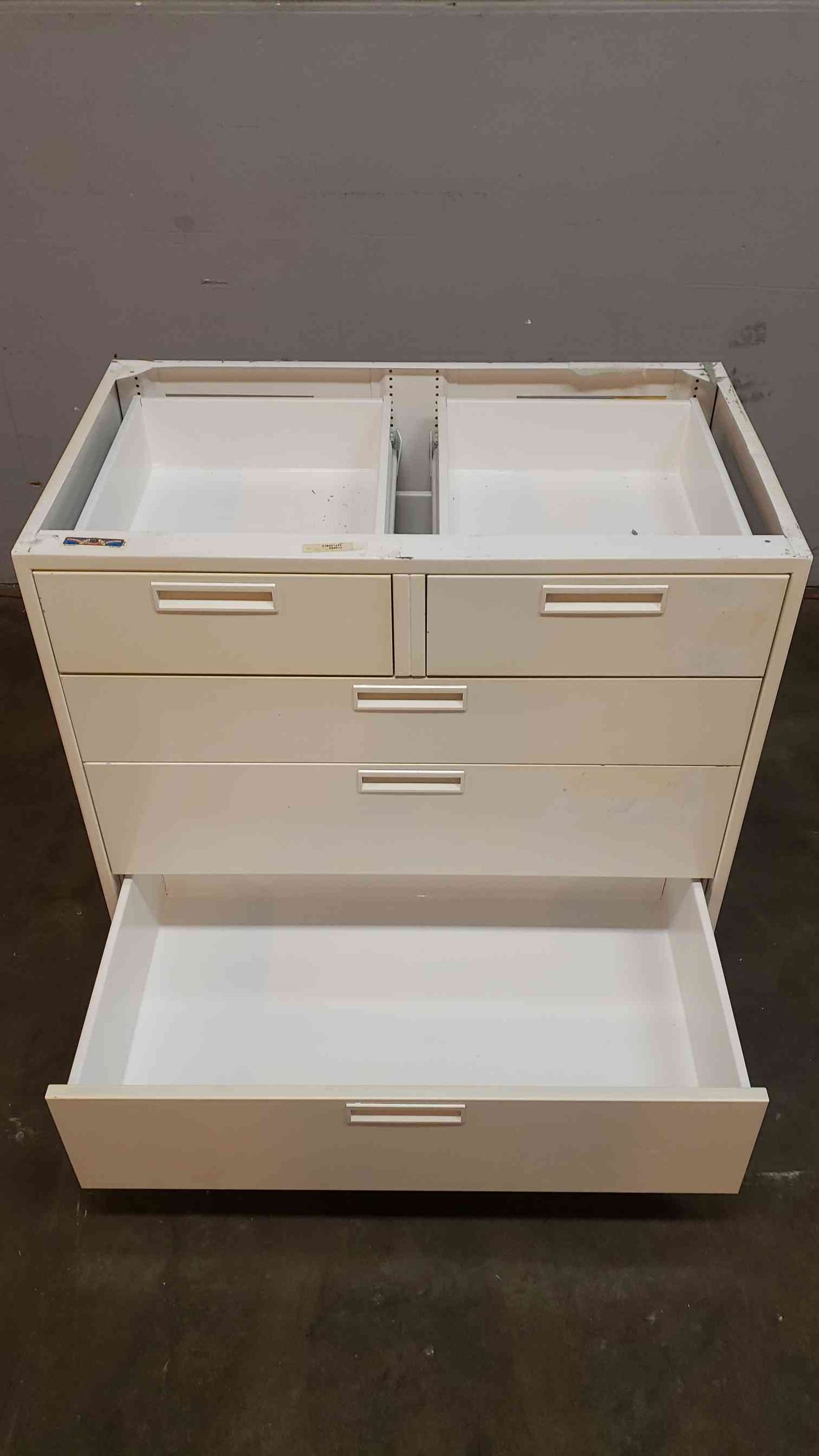 3' White Fisher Hamilton Casework W/ 5 Drawers(3874AA)