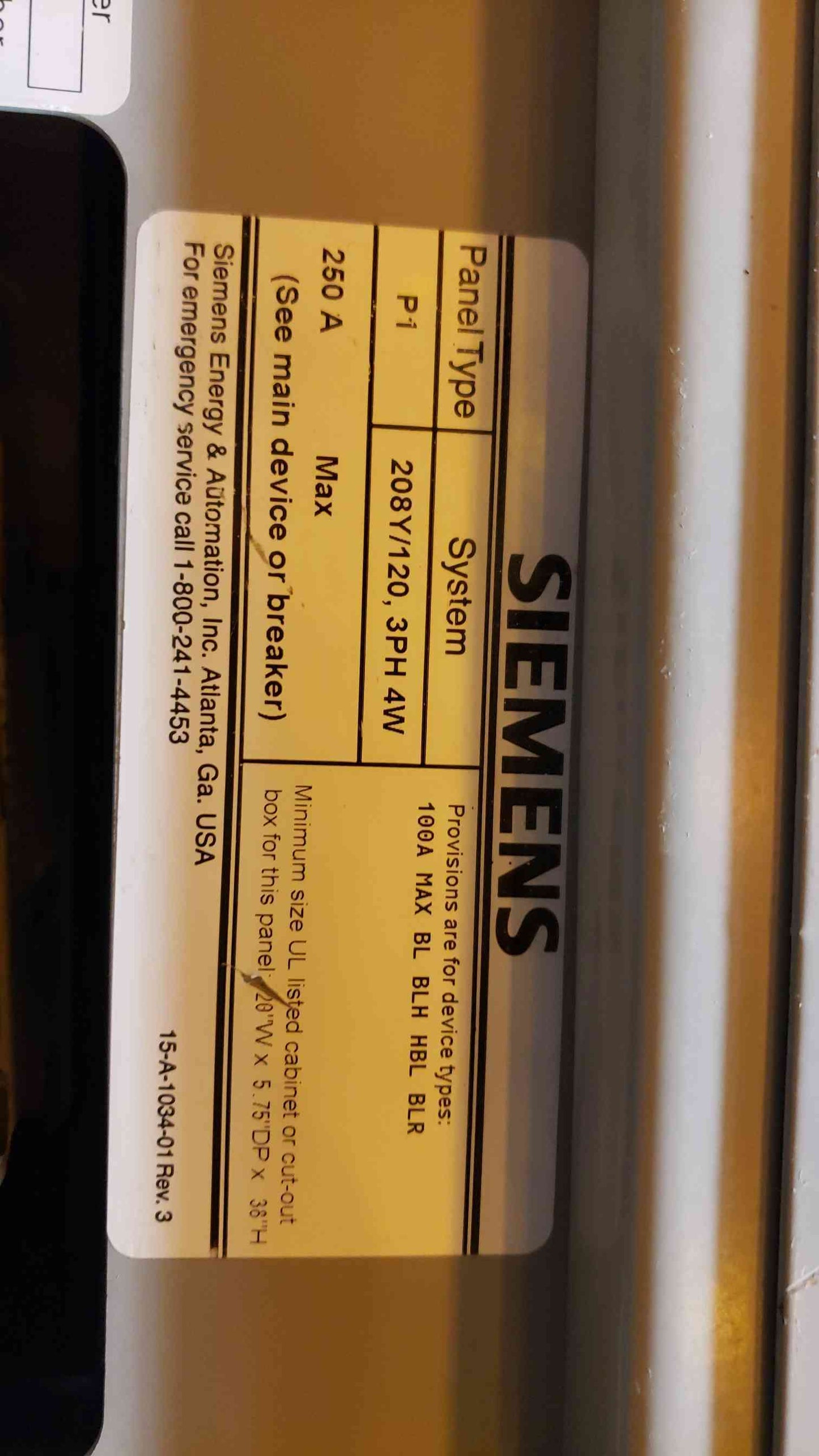 Siemens 250A Breaker Panelboard 100A Main Loaded 208v(Q16512)