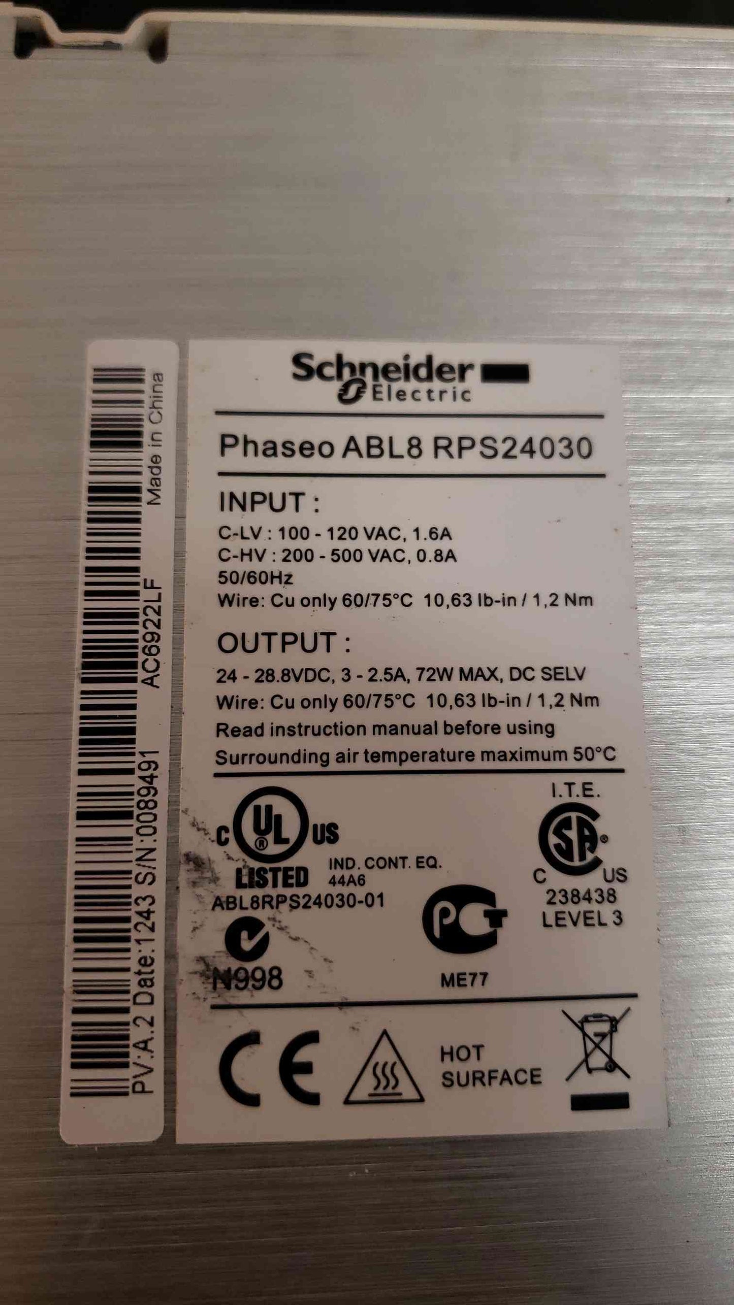 Schneider Electric Phaseo ABL8 RPS24030 (SKU: 2381AA)(2381AA)