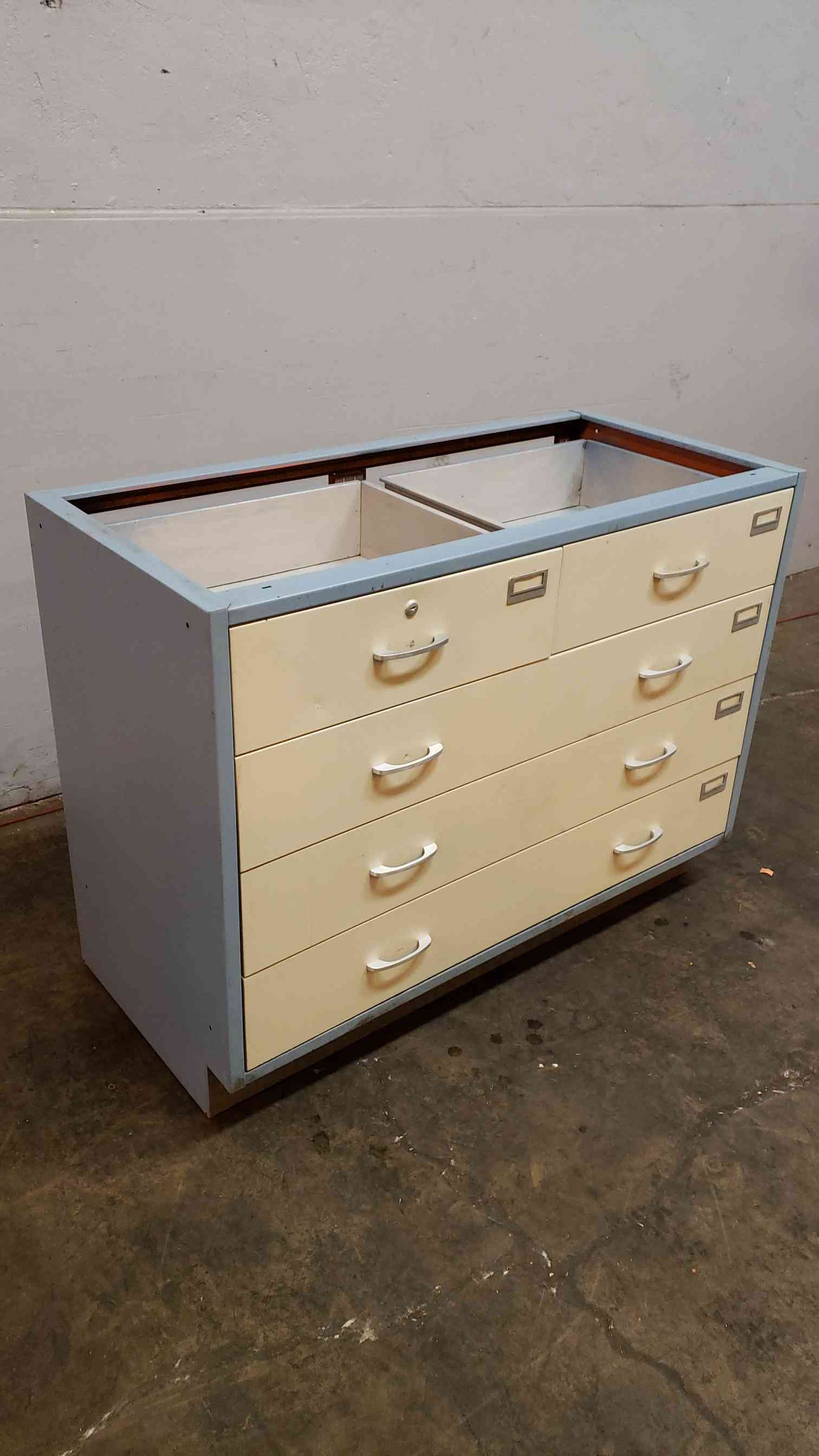 4' Blue and White Kewaunee Casework W/ 5 Drawers (1365AA)(1365AA)