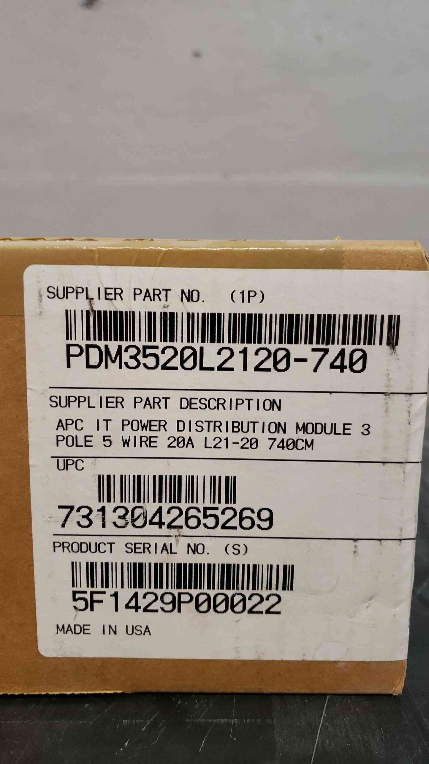 APC IT Power Distribution Module 3 Pole 5 Wire PDM3520L2120740 NEW(100915)