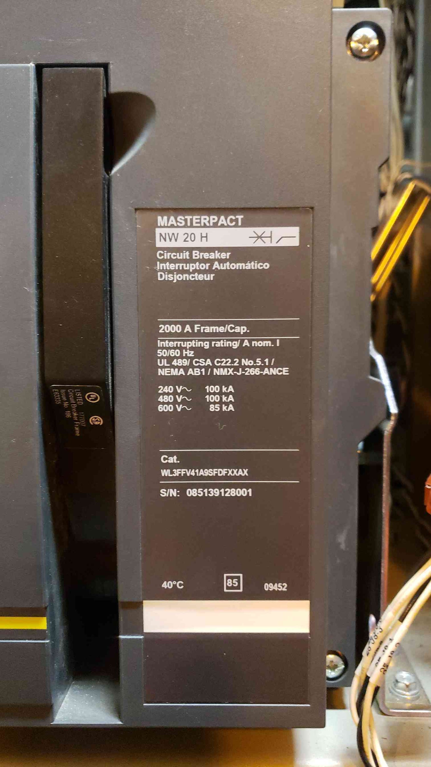 Liebert UPS SCC System Control 2000A U39CC20M6ATS29 2 Installed Breakers '09(S6LLST10988)