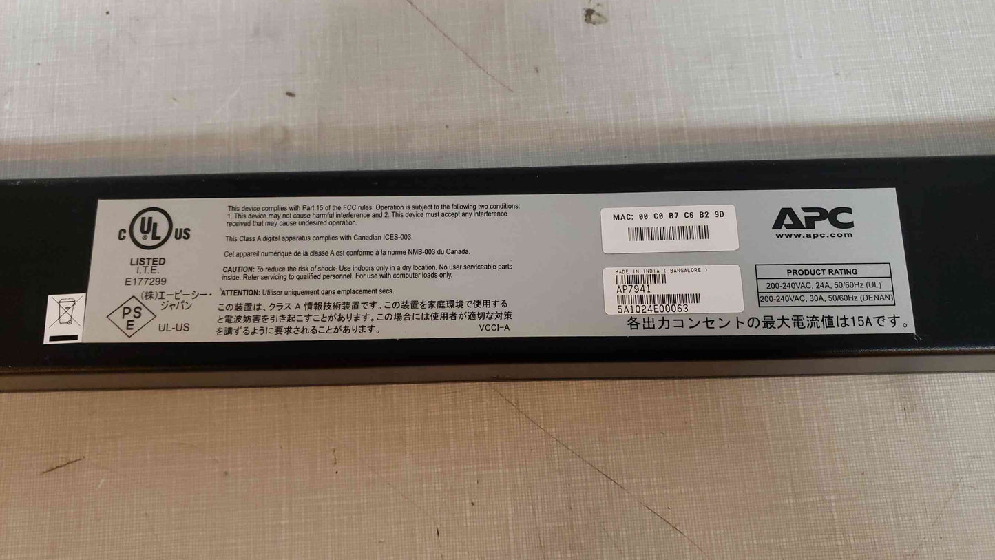 30A APC PDU STRIP AP7941 208v(100501)