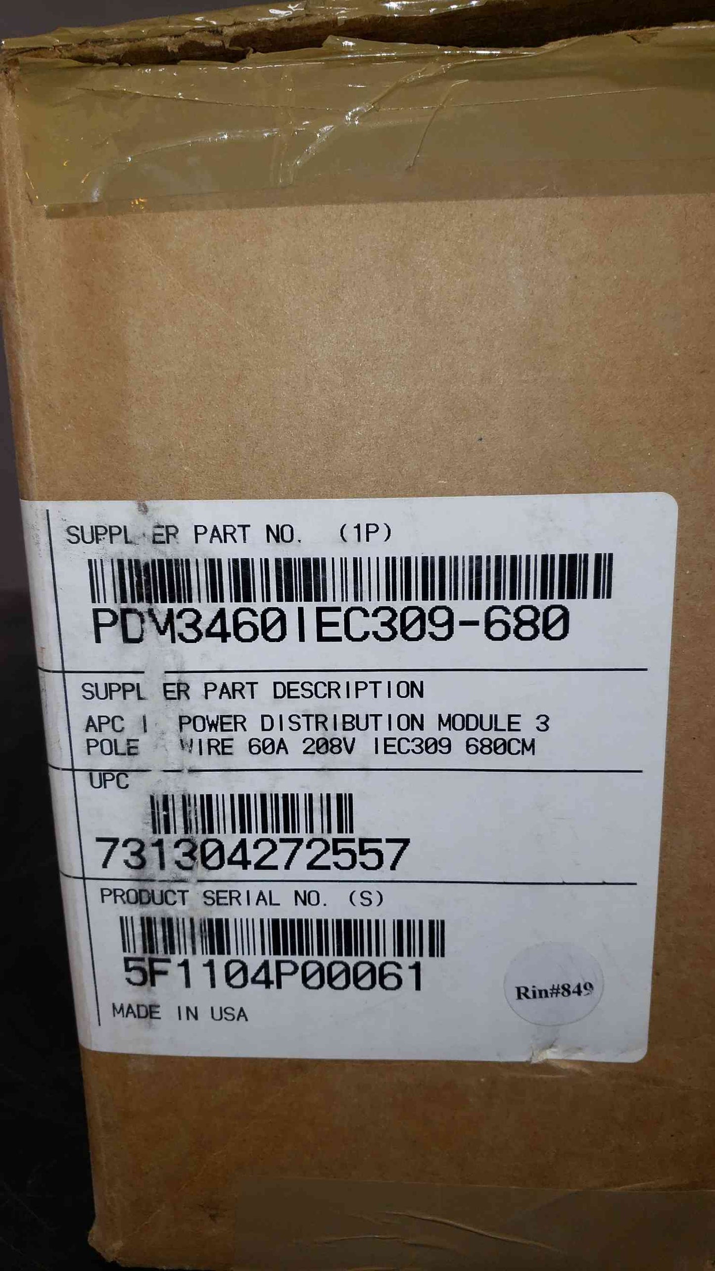 APC IT Power Distribution Module 3 Pole 5 Wire PDM3460IEC309680 NEW(100925)