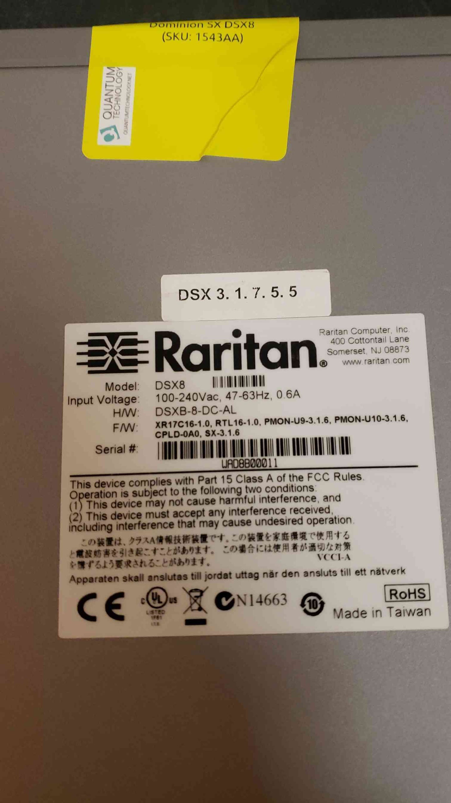 Raritan Dominion SX DSX8 (SKU: 1543AA)(1543AA)