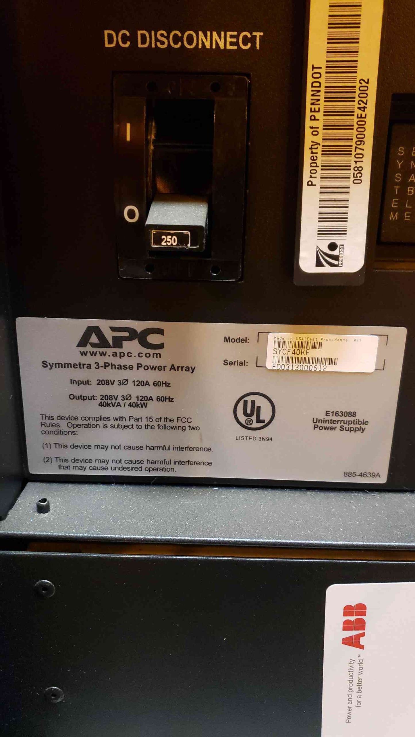 APC Symmetra PX UPS Cabinet SYCF40KF w/ STS (SKU: 3542AA)(3542AA)