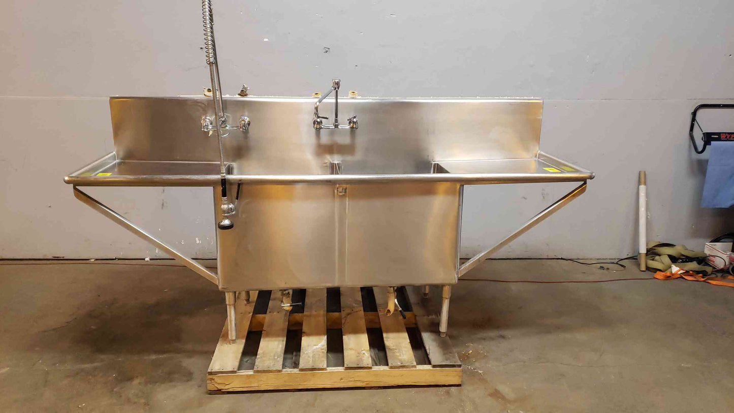 Stainless Steel 8'3" Dual Basin Sink CUSTOM (SKU: 5046AA)(5046AA)