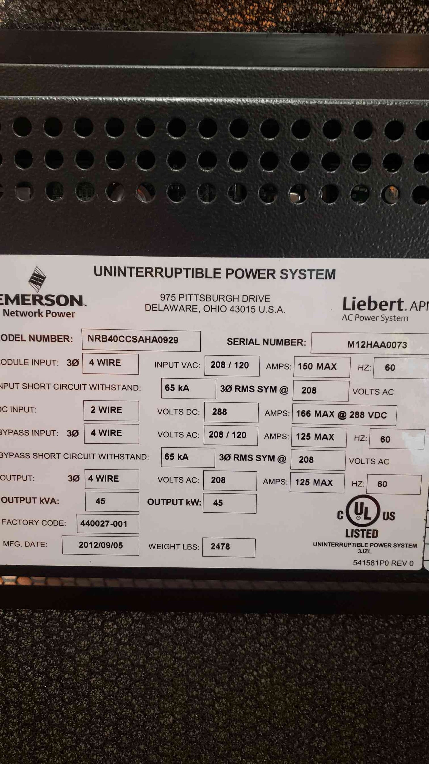 Liebert APM 45K(5557AA)