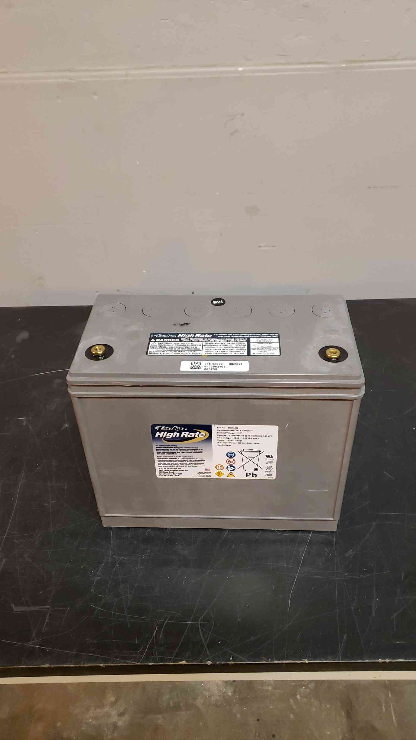 134 Amp Hr Deka High Rate Lead Acid Battery 2021 31HR5000 -19140