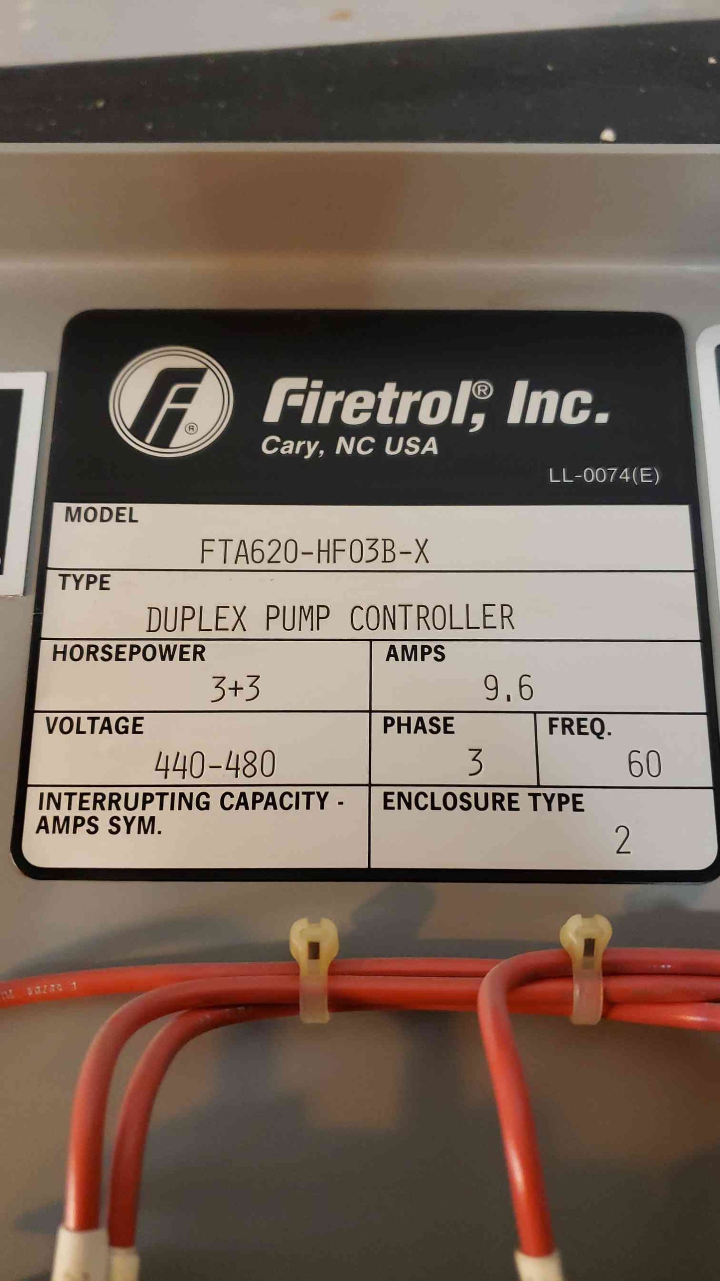 Firetrol Duplex Pump Controller FTA620-HF03B-X (SKU: 2562AA)(2562AA)