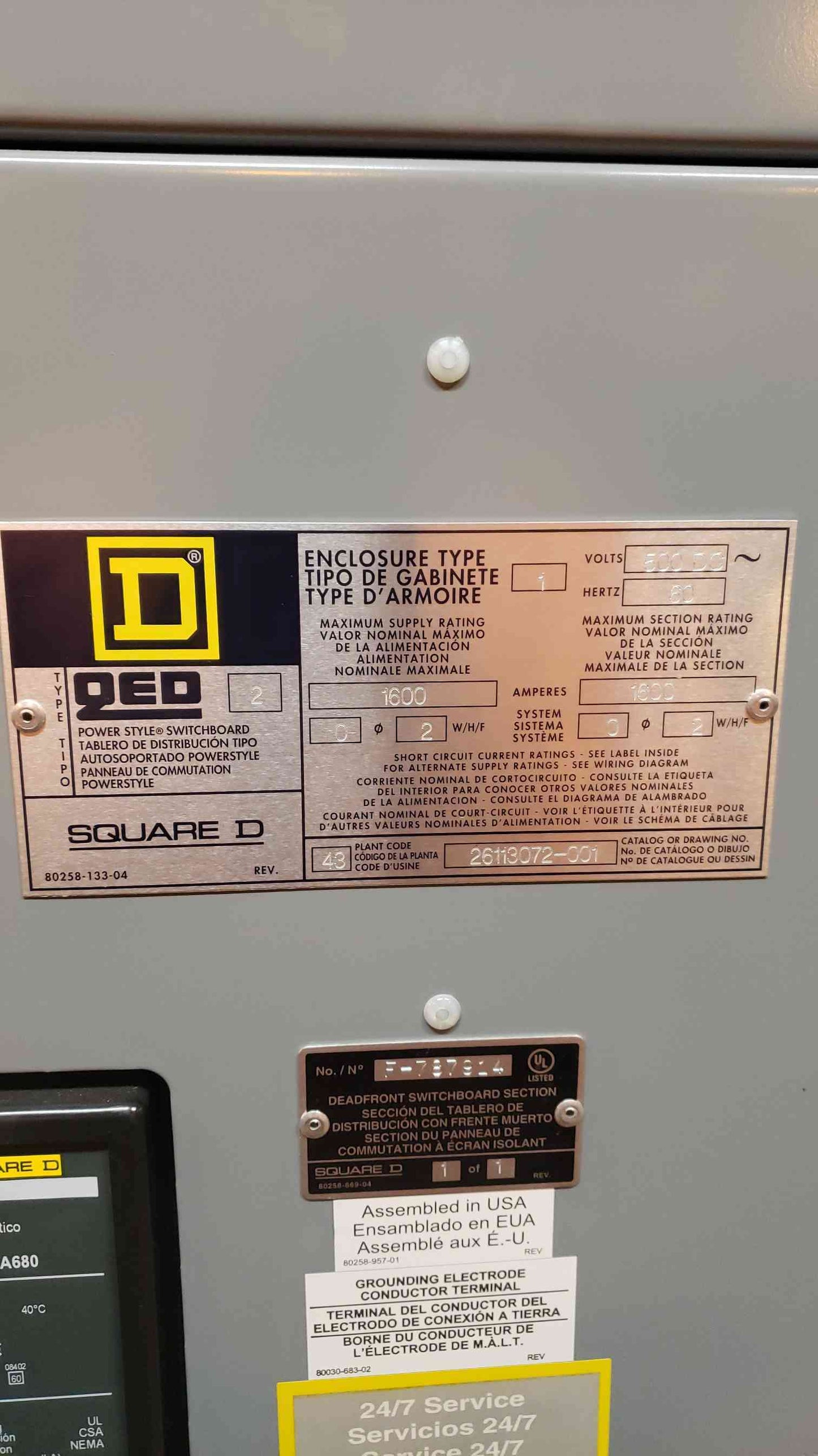 Square D 1600A QED Disconnect Breaker PA1600A PAF361600DCA680 (SKU: 4064AA)(4064AA)