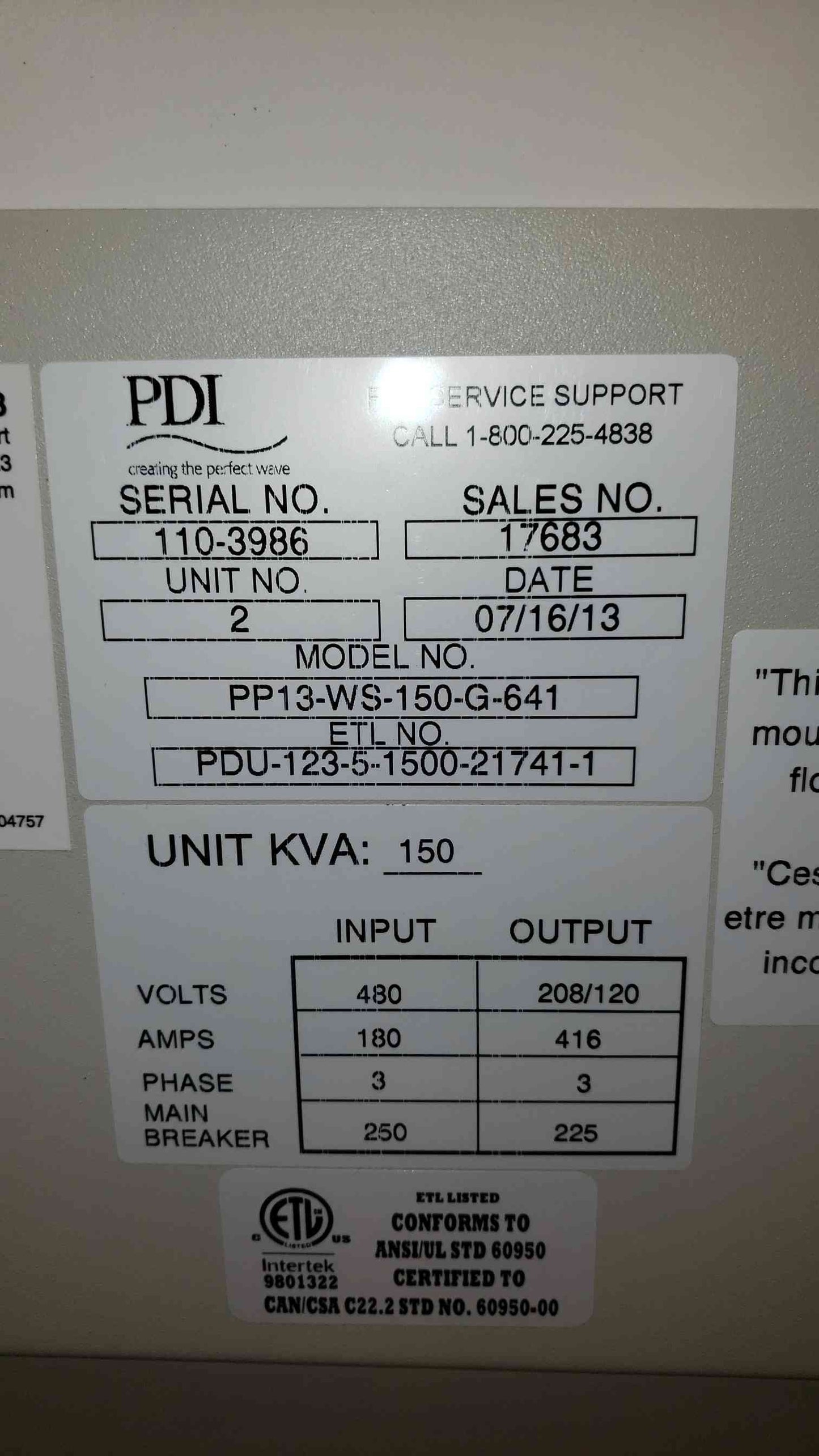 PDI Wavestar Power Distribution Unit PP13(13474AA)