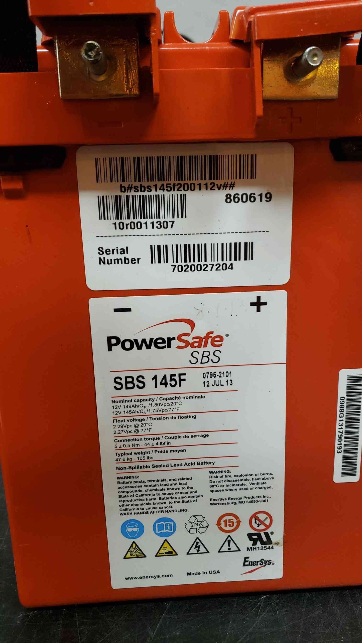 149 Amp Hour Power Safe SBS 145F Battery (14967AA)(14967AA)