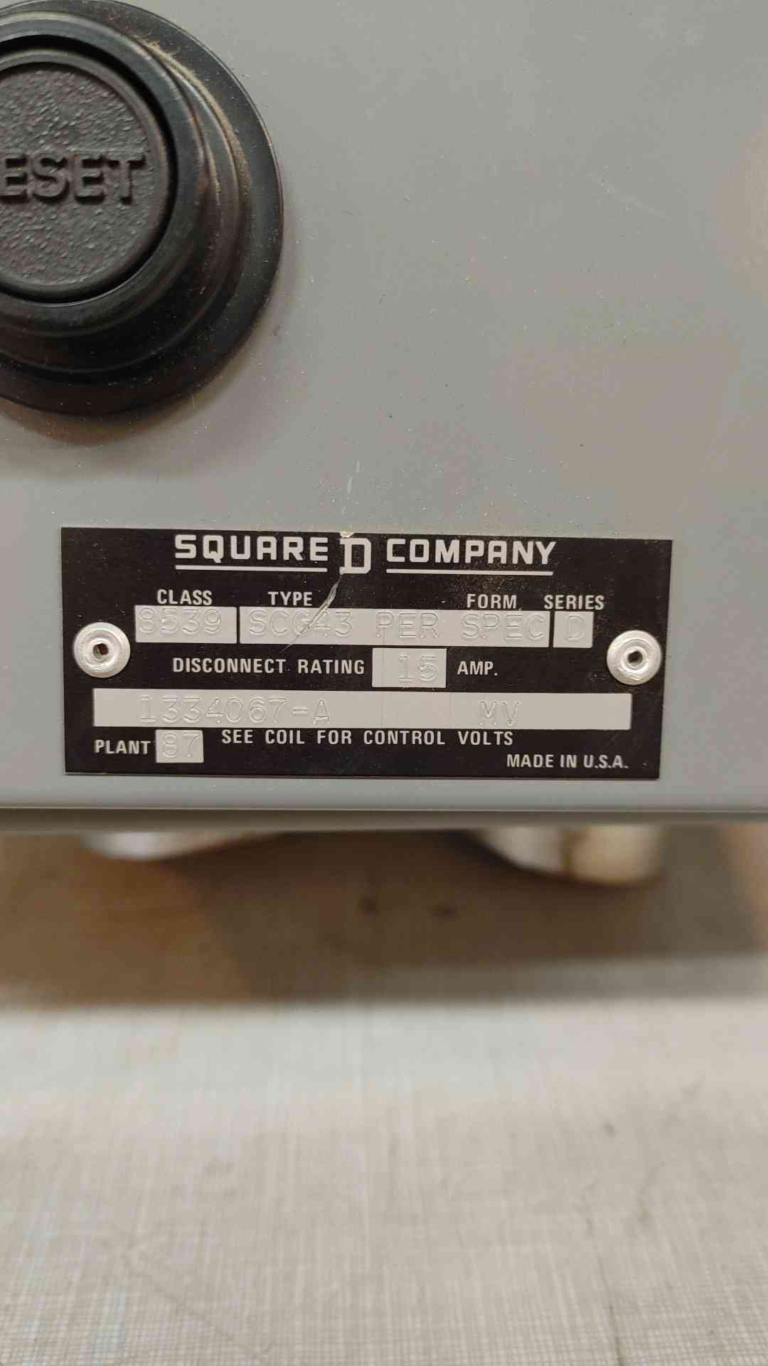 Square D Starter NEMA Size 1 Circuit Breaker 15A 1334067A(103401)