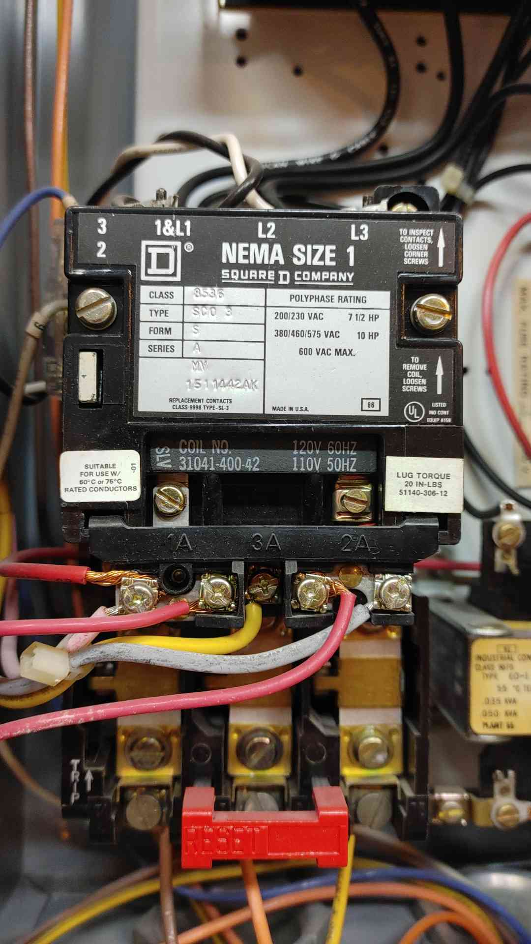 Square D Starter NEMA Size 1 Circuit Breaker 15A 1334067A(103401)