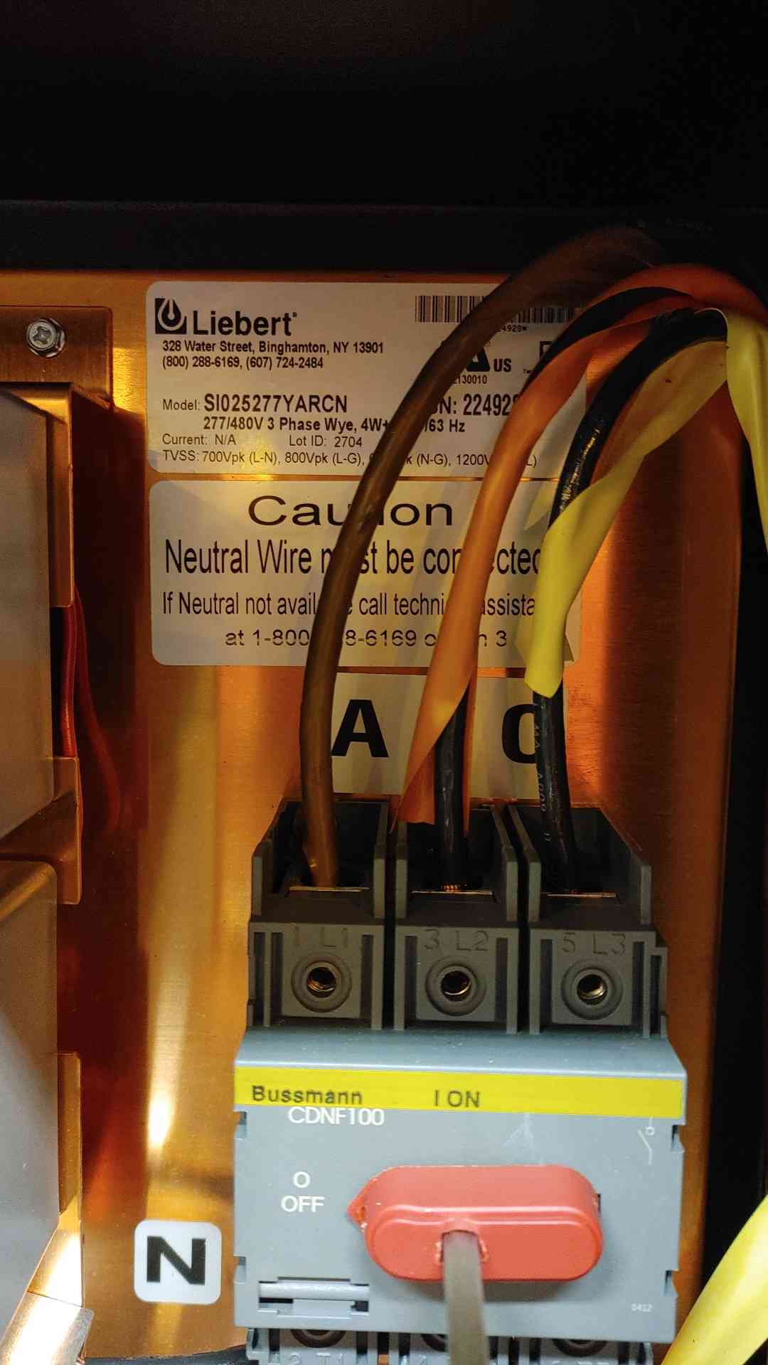 Liebert Interceptor Surge Suppression 277/480V 3PH S1025277YARCE(103398)