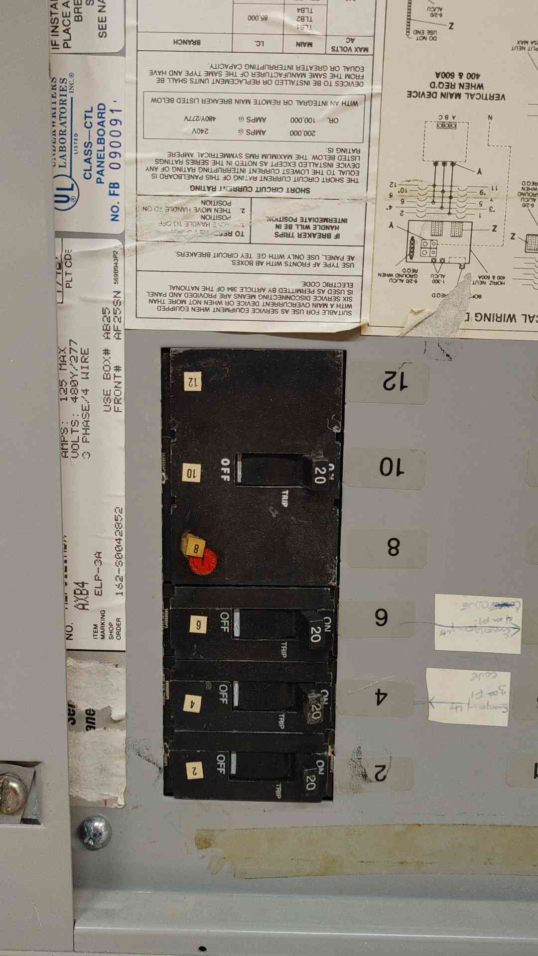 125A GE A Series Compact Panelboard 480Y/277V 3PH 4 Wire AF25SN(103433)