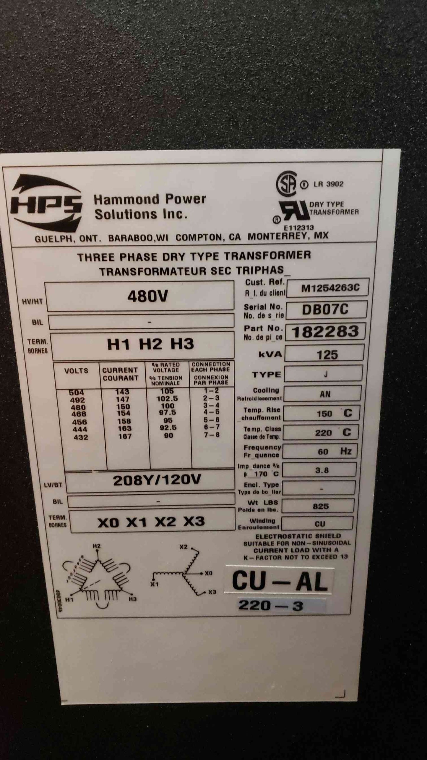 Eaton 125KVA PDU 480v x 208/120v Step Down Distribution BCM Branch Circuit Monitoring(103473)