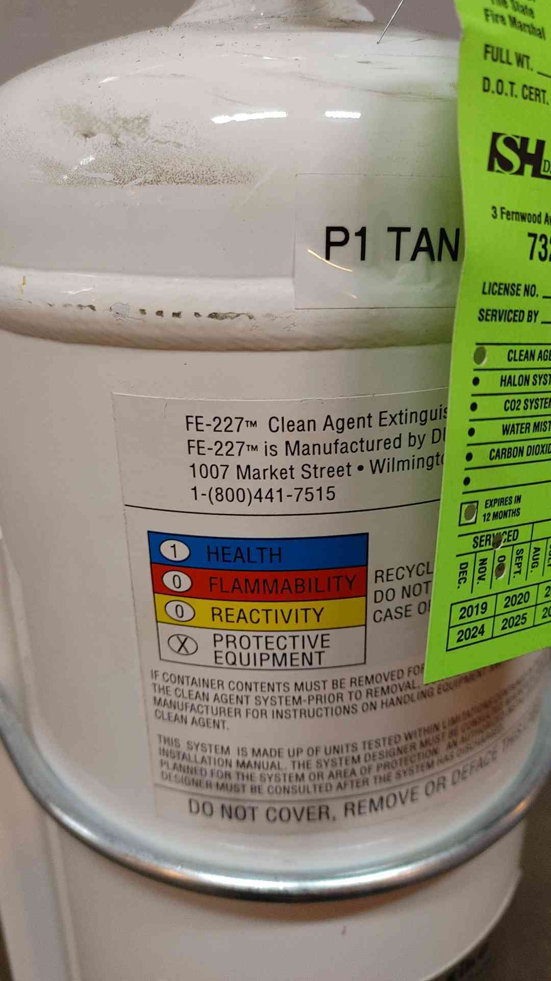 Fike Fire Suppression Cylinder FE-227 36Lbs. Agent Weight FM-200(103519)