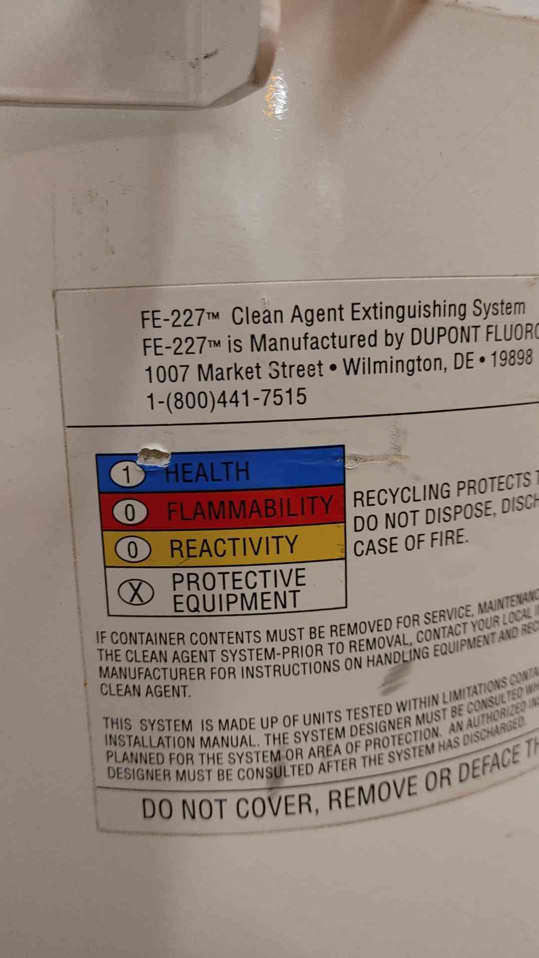 Fike Fire Suppression FE-227 68Lbs Agent Weight FM-200 (103524)(103524)