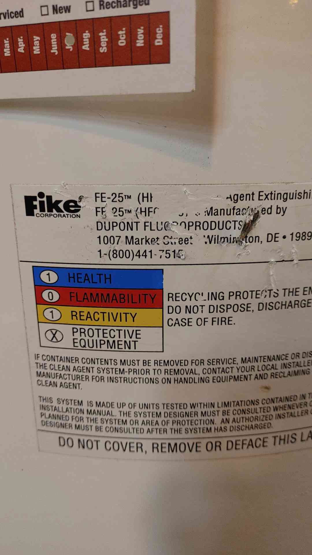 Fike Fire Suppression Cylinder FE-25 239Lbs. Ecaro25 Agent Weight(103611)